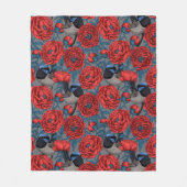 牡丹とレンチ フリースブランケット (正面)