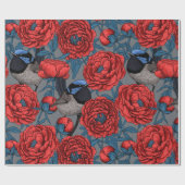 牡丹とレンチ ラッピングペーパー (フラット)