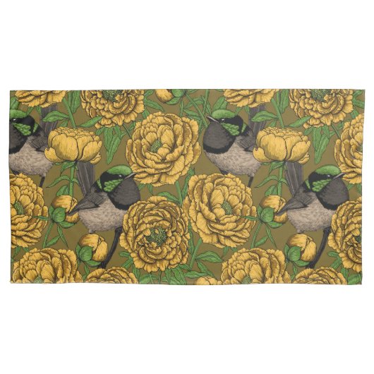 牡丹とレンチ 枕カバー (正面左)