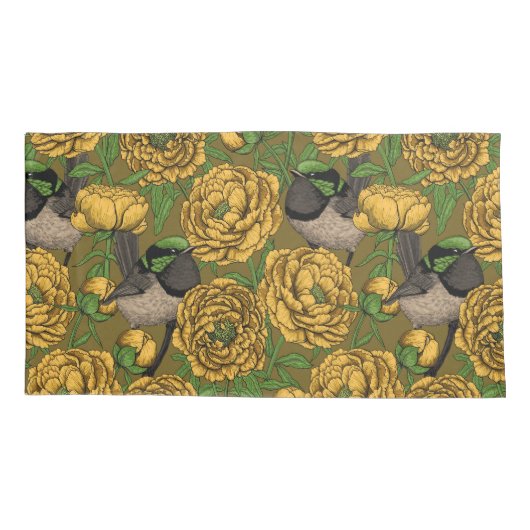 牡丹とレンチ 枕カバー (裏面-左)