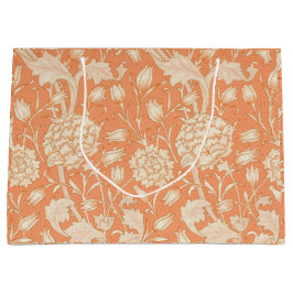 牡丹とワイルドチューリップオンコーラル抱き枕 ラージペーパーバッグ