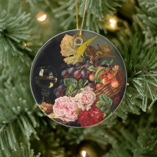 牡丹とワインのグラスと静物生活 セラミックオーナメント (ツリー)