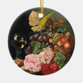 牡丹とワインのグラスと静物生活 セラミックオーナメント (正面)