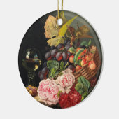 牡丹とワインのグラスと静物生活 セラミックオーナメント (左)