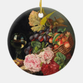 牡丹とワインのグラスと静物生活 セラミックオーナメント (裏面)