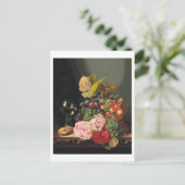 牡丹とワインのグラスと静物生活 ポストカード (スタンド正面)