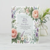 牡丹とヴィオレイテスベビーシャワー招待状 招待状 (スタンド正面)