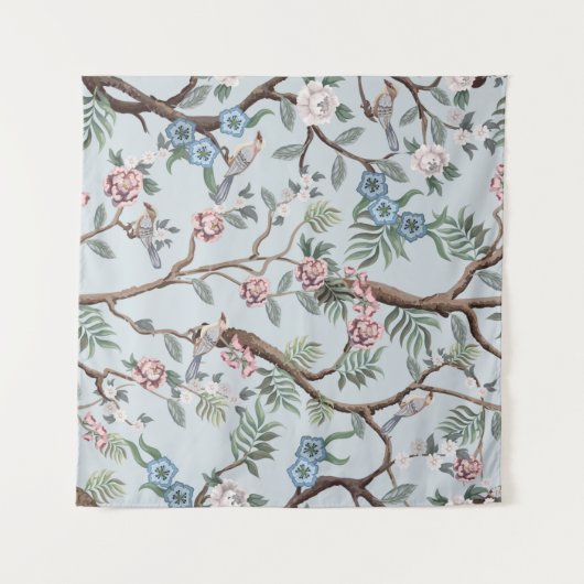 牡丹と中国のスタイルのシームレスなパターン タペストリー (正面(横))