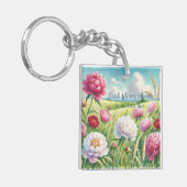 牡丹と引用文 キーホルダー (正面左)