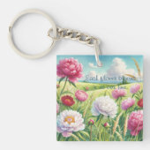 牡丹と引用文 キーホルダー (正面)