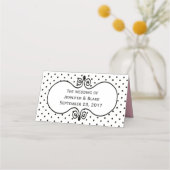 牡丹と水玉模様結婚ズフォールディング座席表 プレイスカード (裏面)