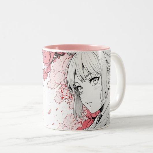 牡丹と竹エレガンスマグ ツートーンマグカップ (正面右)