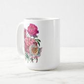 牡丹と紫陽花の花束 コーヒーマグカップ (正面左)