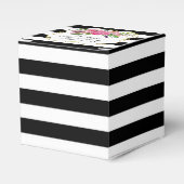 牡丹と結婚式の引き出物ストライプのギフトボックス フェイバーボックス (正面サイド)