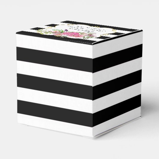 牡丹と結婚式の引き出物ストライプのギフトボックス フェイバーボックス (裏面サイド)