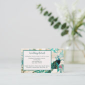 牡丹と花ティール（緑がかった色）、アイボリー、および金ゴールド結婚の エンクロージャーカード (スタンド正面)