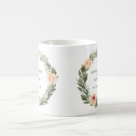 牡丹と葉結婚式の引き出物コーヒーマグ コーヒーマグカップ (中央)