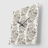 牡丹と蝶はプリントをブロックし、アンバーオフ スクエア壁時計 (傾斜)