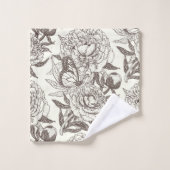 牡丹と蝶はプリントをブロックし、アンバーオフ バスタオルセット (ウォッシュタオル)