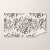 牡丹と蝶はプリントをブロックし、アンバーオフ バスタオルセット (ハンドタオル)