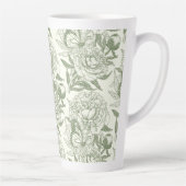 牡丹と蝶ブロックプリント、セージ緑と カフェラテマグ (右)