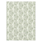 牡丹と蝶ブロックプリント、セージ緑と テーブルクロス (正面)