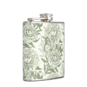 牡丹と蝶ブロックプリント、セージ緑と フラスク (右)