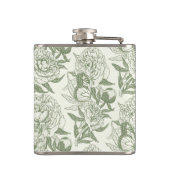 牡丹と蝶ブロックプリント、セージ緑と フラスク (裏面)