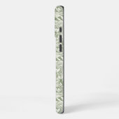 牡丹と蝶ブロックプリント、セージ緑と iPhoneケース (左側面)