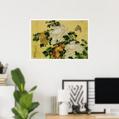 牡丹と蝶 ポスター (ホームオフィス)