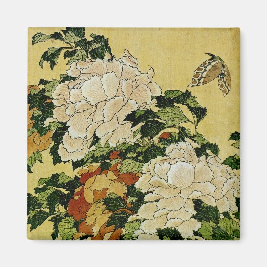 牡丹と蝶 マグネット (正面)