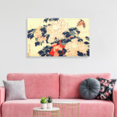 牡丹と蝶,北斎牡丹と蝶，北斎，浮世絵 キャンバスプリント (インサイチュ (リビング))