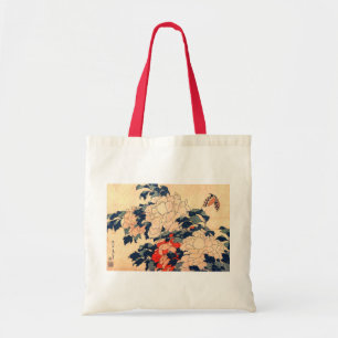 牡丹と蝶,北斎牡丹と蝶,北斎,浮世絵 トートバッグ