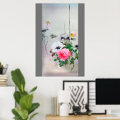 牡丹と蝶、渡辺聖亭 ポスター (ホームオフィス)