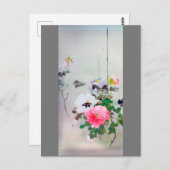 牡丹と蝶、渡辺聖亭 ポストカード (正面/裏面)