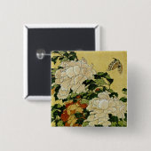 牡丹と蝶 缶バッジ (正面&裏面)