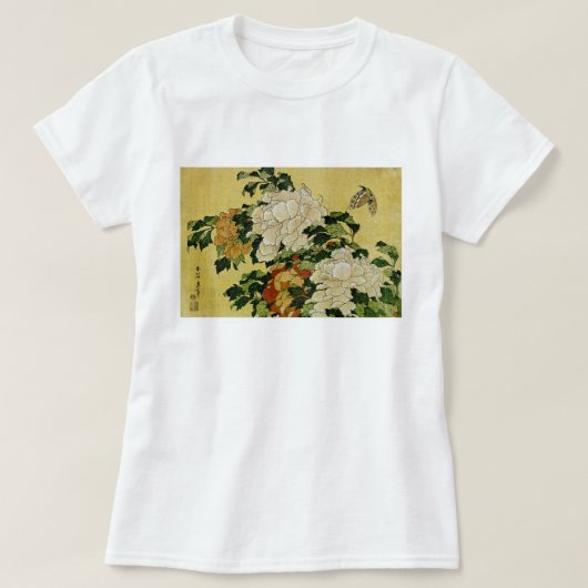 牡丹と蝶 Tシャツ (デザイン正面)