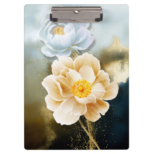 牡丹と金ゴールドグリッター クリップボード (正面)