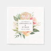 牡丹と金ゴールド結婚の花 スタンダードカクテルナプキン (正面)