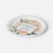 牡丹と金ゴールド結婚の花 ペーパープレート (アングル)