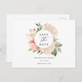 牡丹と金ゴールド花はがきを保存 ポストカード (正面/裏面)