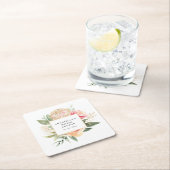 牡丹と金ゴールド花ブライダルシャワーコースター スクエアペーパーコースター (インサイチュ)