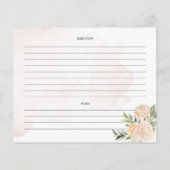 牡丹と金ゴールド花ブライダルシャワーレシピカード (裏面)