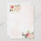 牡丹と金ゴールド花ブライダルシャワー招待 招待状 (裏面)