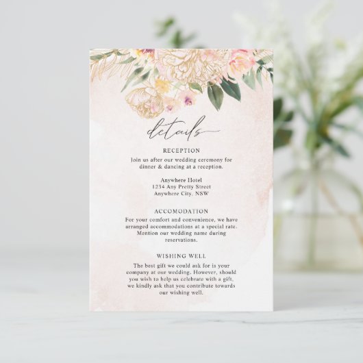 牡丹と金ゴールド花詳細 エンクロージャーカード (スタンド正面)