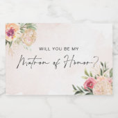 牡丹と金ゴールド開花マトロン名誉ワインラベル スパークリングワインラベル (シングルラベル)