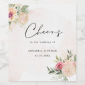 牡丹と金ゴールド開花応援結婚ズワインラベル ワインラベル (シングルラベル)