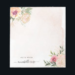 牡丹と金箔の開花メモ帳 ノートパッド<br><div class="desc">このカスタマイズ可能なカスタマイズ可能なパーソナライズされたノート帳は、水色の背景に緑の葉を持つ鮮やかなピンクと金ゴールドの牡丹の花を特徴とする。レイアウト、フォント、文字サイズの変更など、このデザインの高度なカスタマイズを行うには、上クリックの「」ボタカスタマイズンを使用してください。なお、金ゴールド箔は印刷効果であり、物理箔ではない。何か連絡質問がございましたら</div>