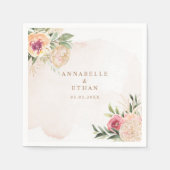 牡丹と金箔開花結婚のナプキン スタンダードカクテルナプキン (正面)