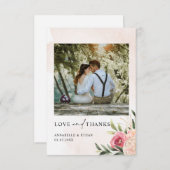 牡丹と金箔開花結婚サンキューカード サンキューカード (正面/裏面)